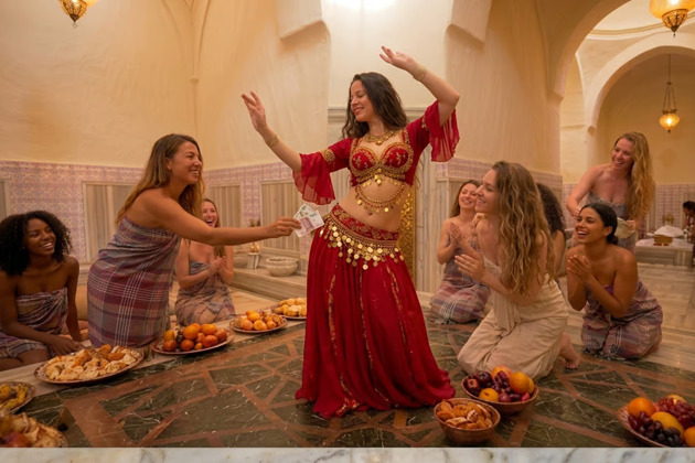 Незабываемая вечеринка в хаммаме с пилингом, пенным массажем, угощениями и живой музыкой