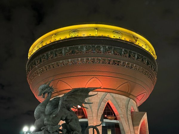 Казань в огнях вечерней подсветки и колесо обозрения - фото 3