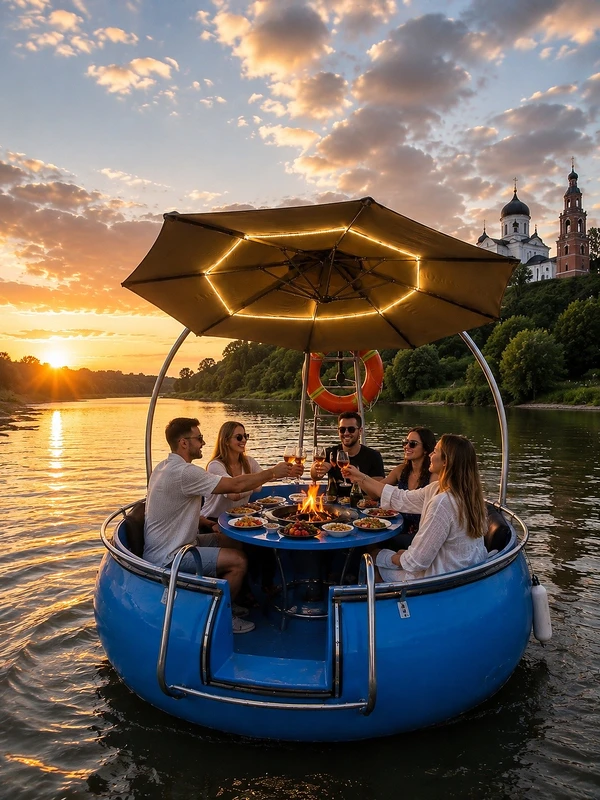 Прогулка на BBQ-лодке по реке Наре