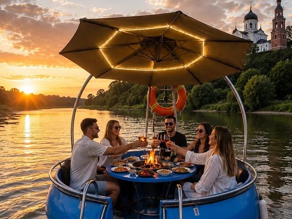 Прогулка на BBQ-лодке по реке Наре