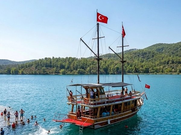 Аква-сафари на розовом автобусе в Анталье: водные бои, круиз и пена (из Сиде) - фото 1