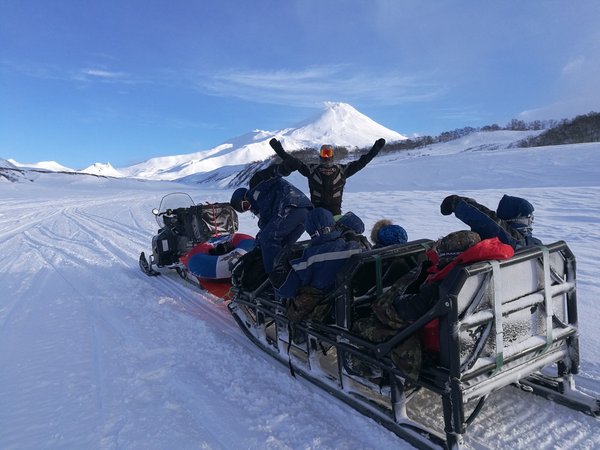 Авачинский перевал: поездка в нарте за снегоходом - фото 4